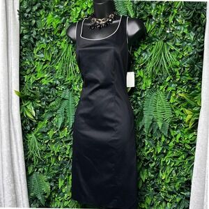 Tahari Arthur S. Levine Dress Size 6 Black White Trim Career Cocktail Party 3184
